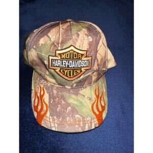 Harley Davidson Baseball Hat Camo Orange Flames